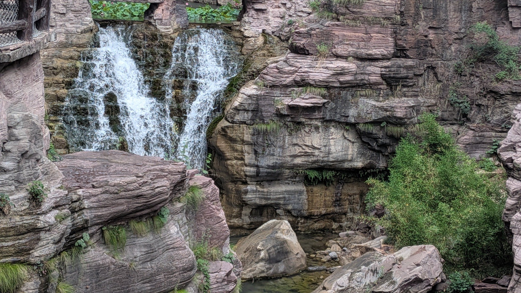 Rock formations and waterfalls at Yuntai Mountain
